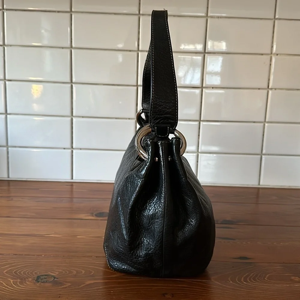 FURLA Black Pebbled Leather Hobo Bag